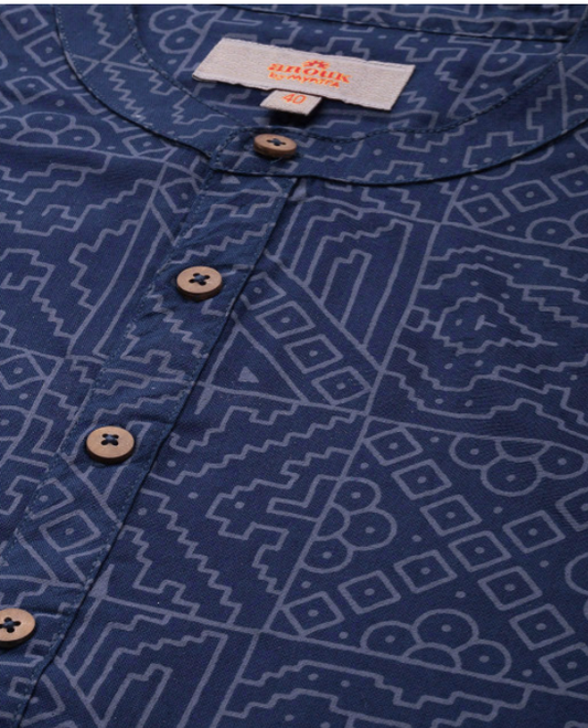 Indigo Self Print Kurta