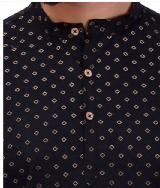 Black Self Print Kurta