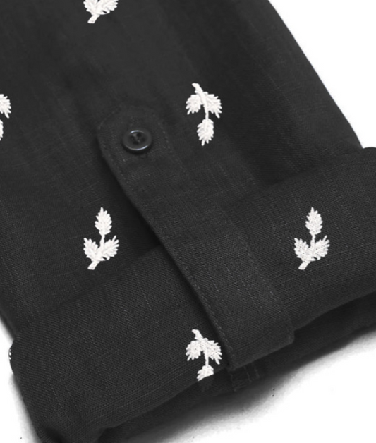 Black and White Detailed Embroidered Kurta