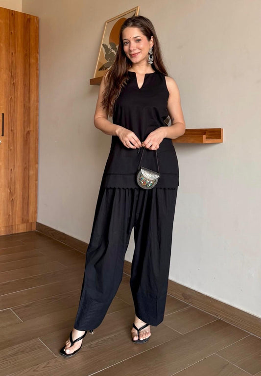 Black Kaajal Farshi Set (2-Piece)
