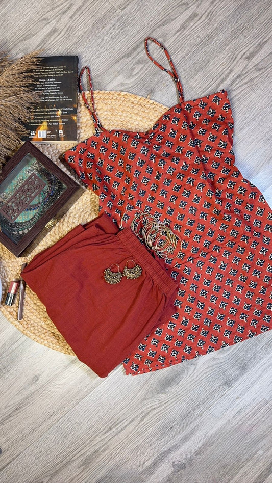 Rust Printed Co-Ord Set (2-Piece)