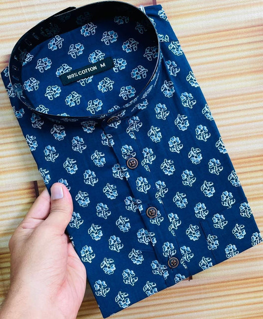 Blue Ethnic Motif Kurta