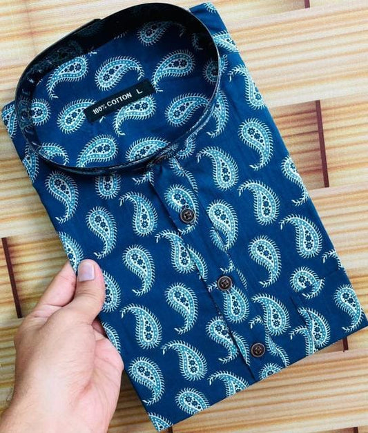 Blue Paisley Print Kurta
