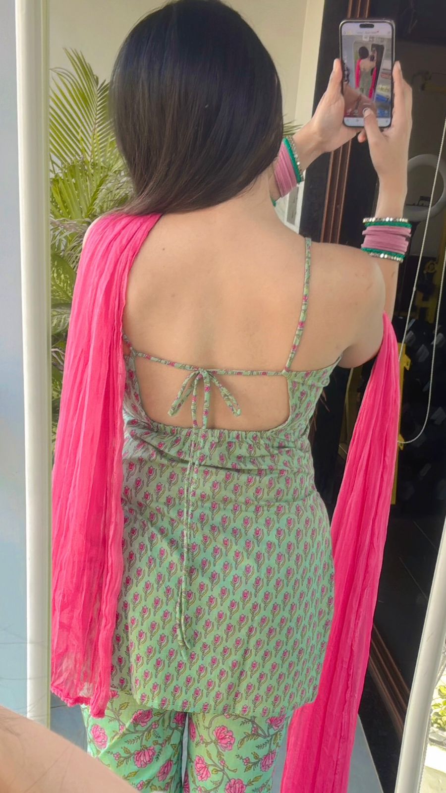 Mint Green Printed Pants Suit Set with Dupatta