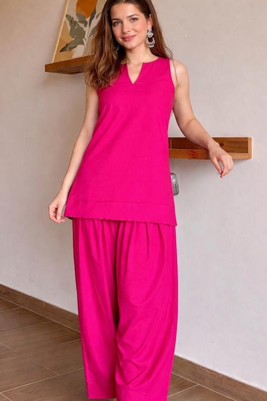 Hot Pink Farshi Salwar Set (2-Piece)
