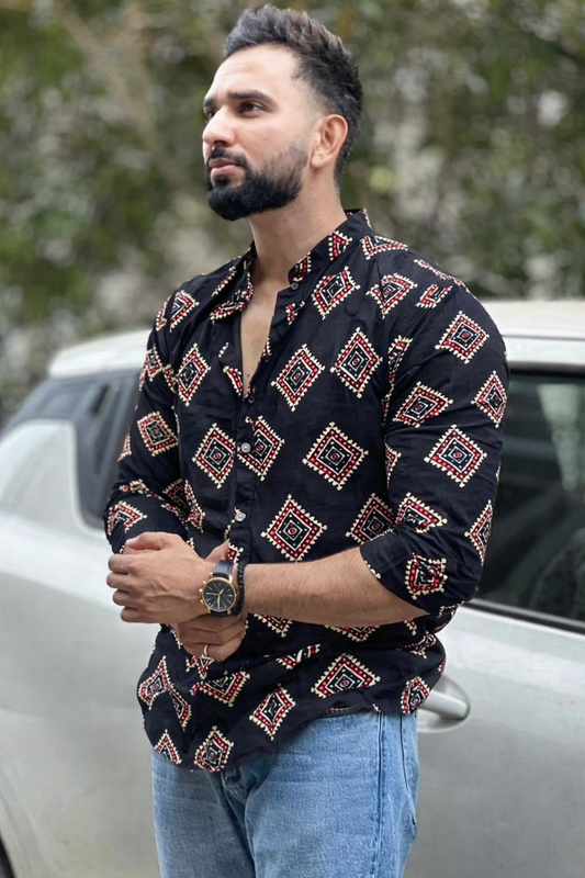 Black Diamond Print Kurta
