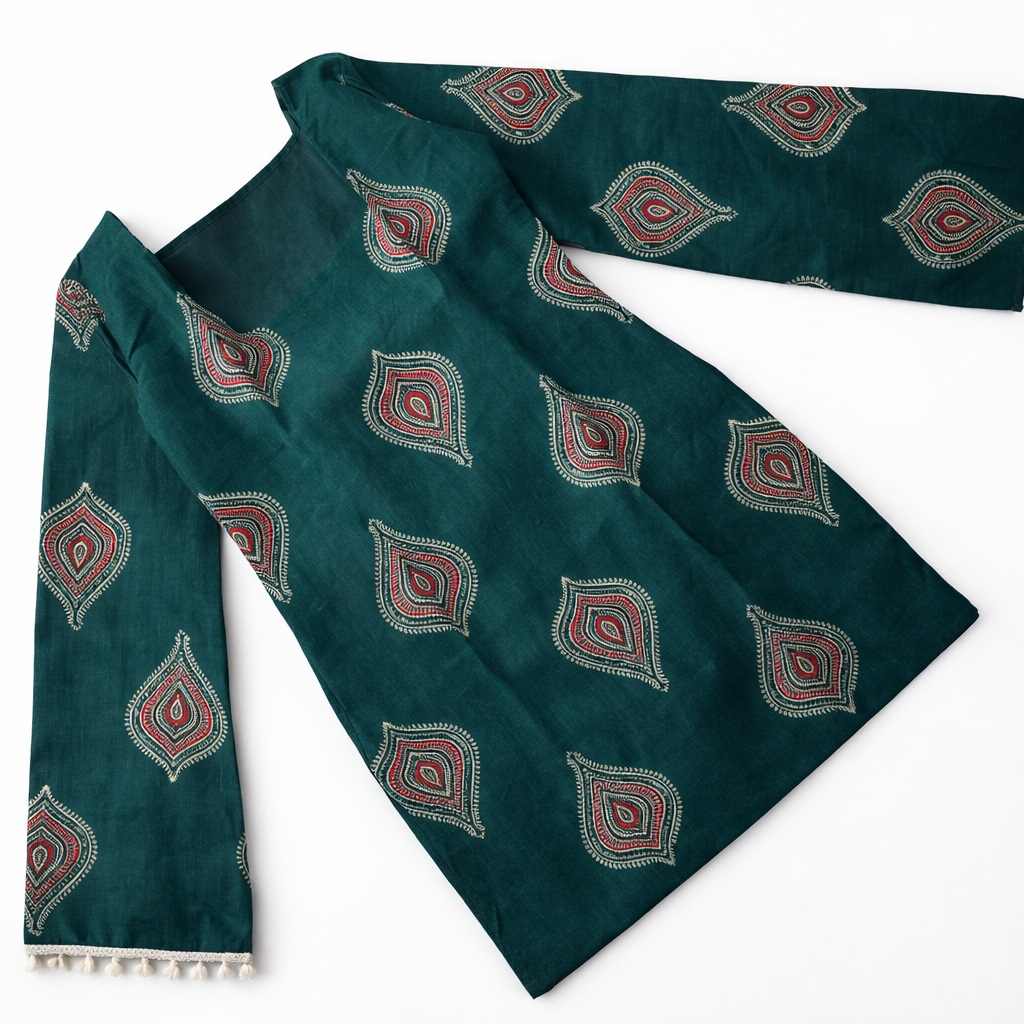 Emerald Paisley Bell Sleeve Kurti