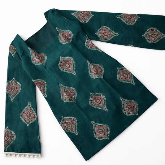 Emerald Paisley Bell Sleeve Kurti