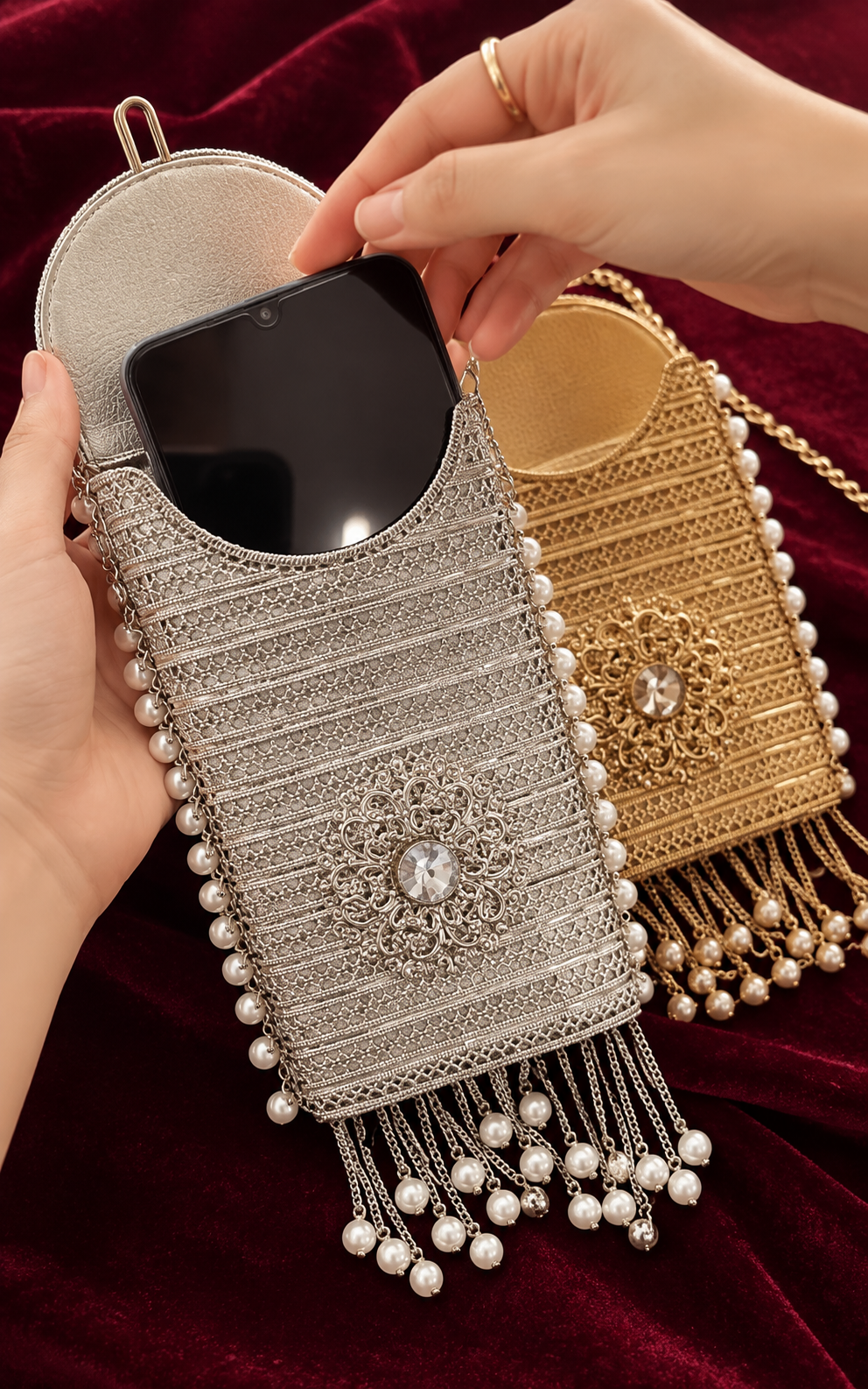 Jhumar SIlver Metal Purse