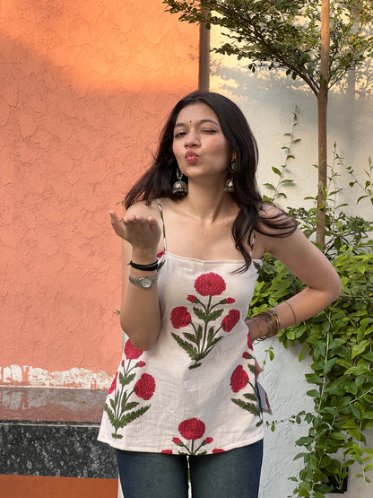 Ivory Pink Blossom Backless Kurti 🌷