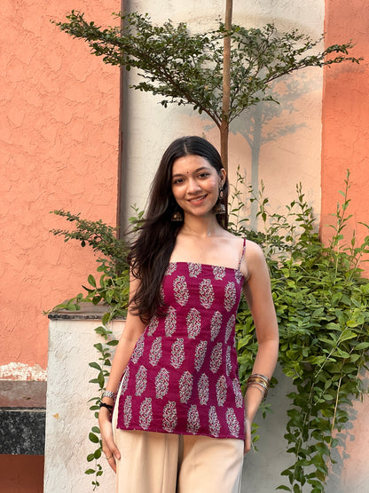 Magenta Meher Backless Kurti