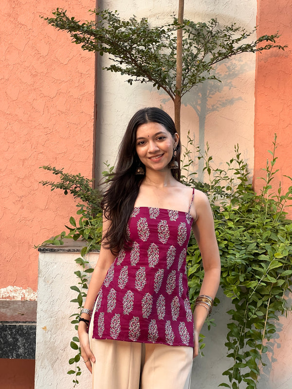 Magenta Meher Backless Kurti