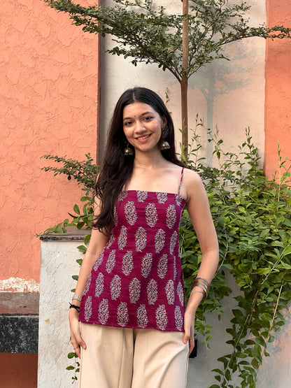 Magenta Meher Backless Kurti