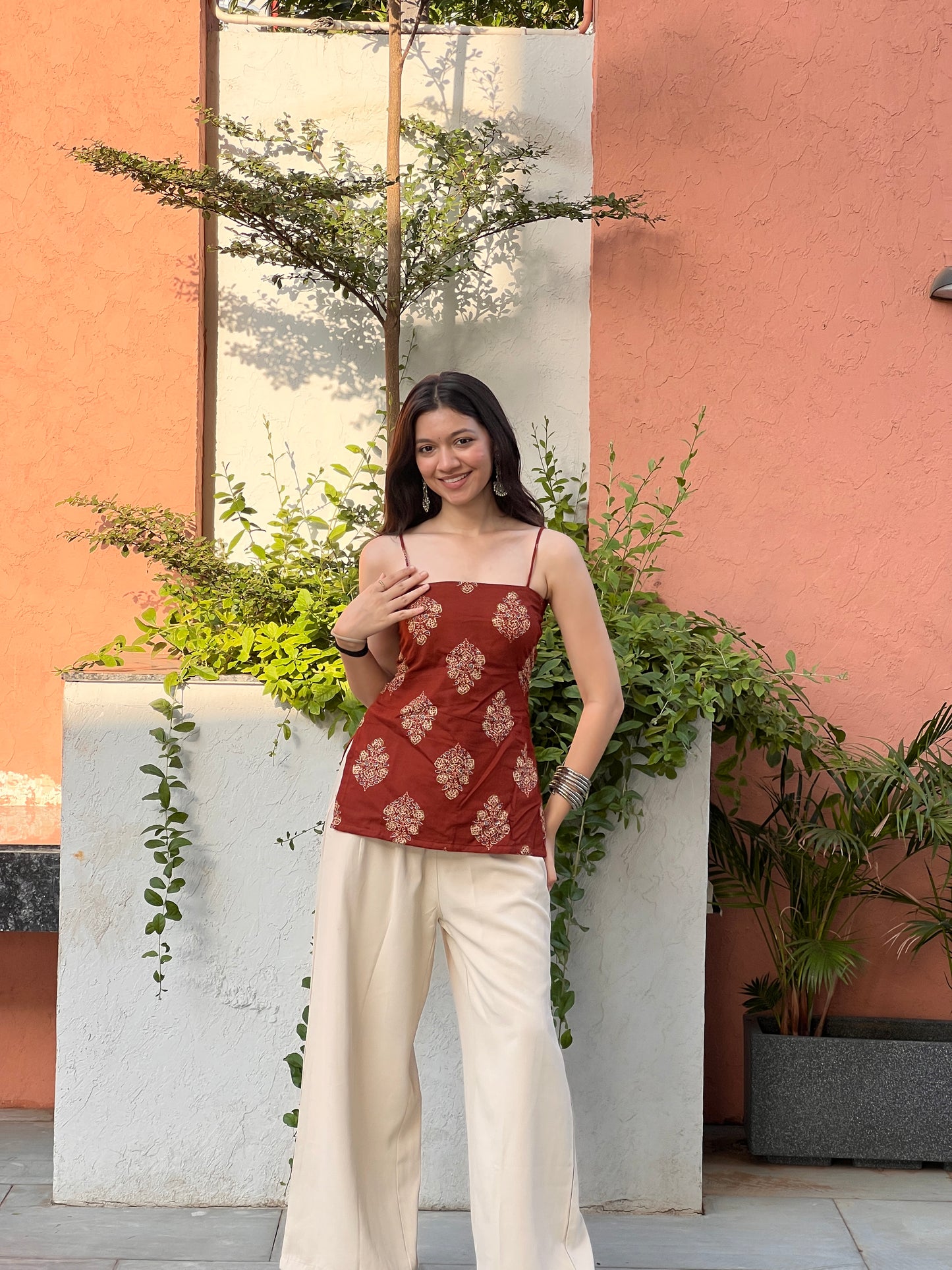Cinnamon Glow Backless Kurti 🤎