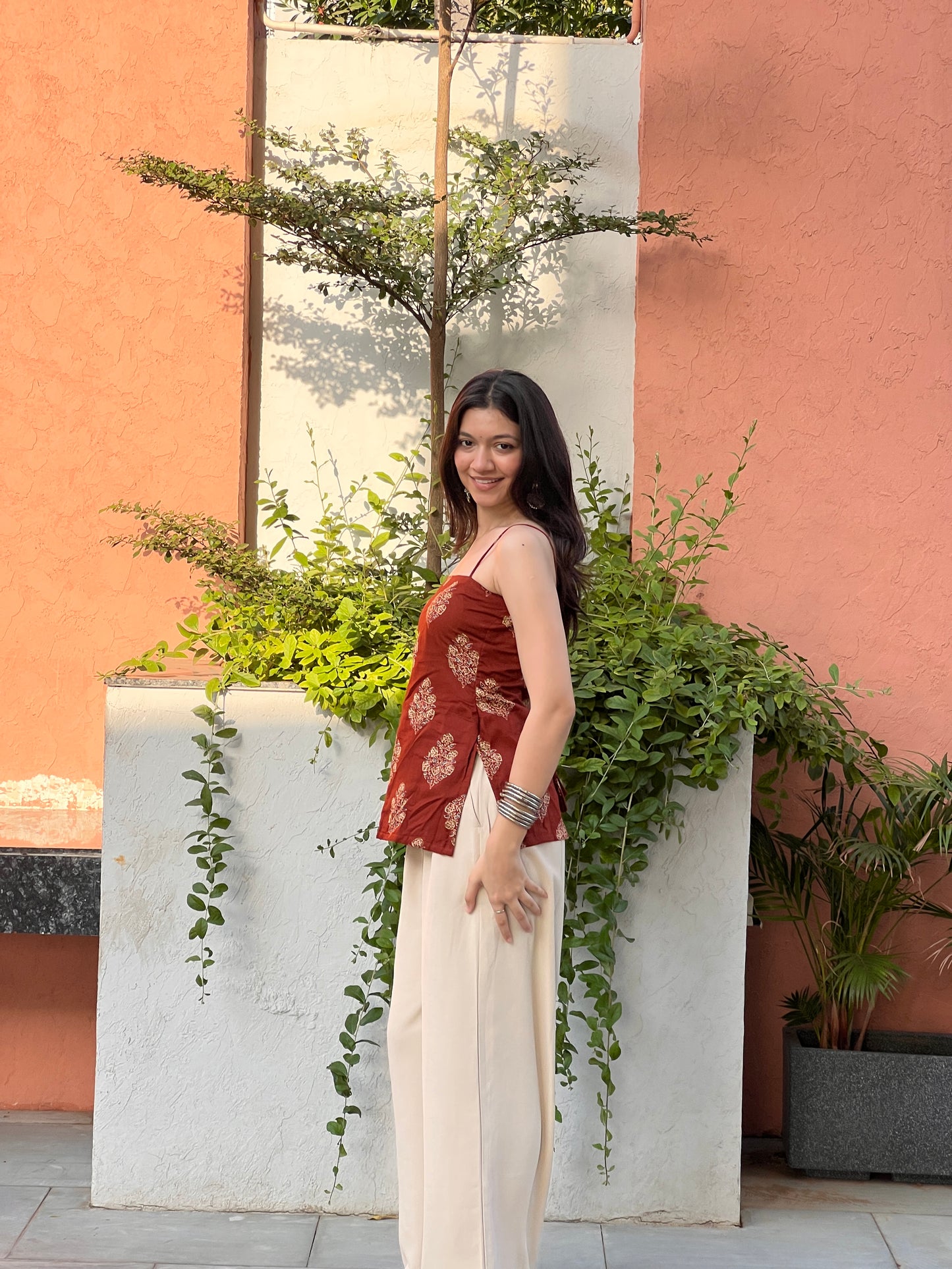 Cinnamon Glow Backless Kurti 🤎