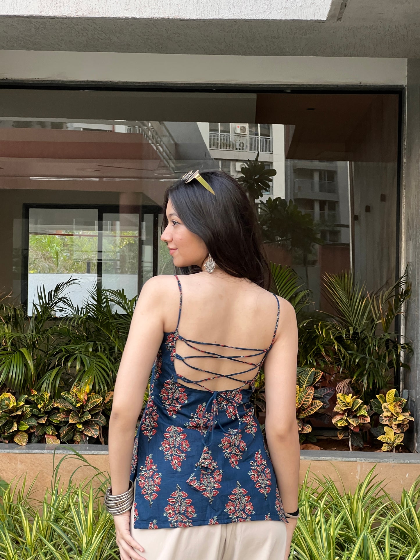Midnight Fleur Backless Kurti