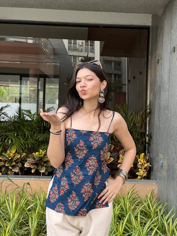 Midnight Fleur Backless Kurti