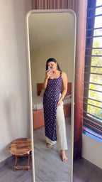 Indigo Bloom High Slit Long Kurti