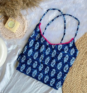 Indigo Crisscross Back Long Kurti