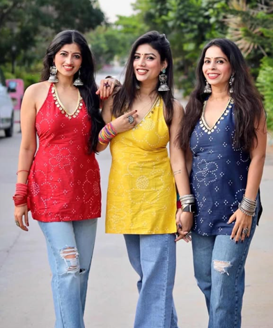 Cherry Red Backless Halter Kurti