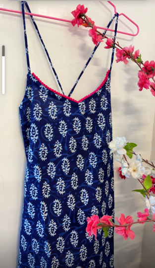 Indigo Crisscross Back Long Kurti