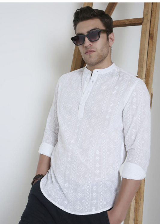 White Embroidered Kurta