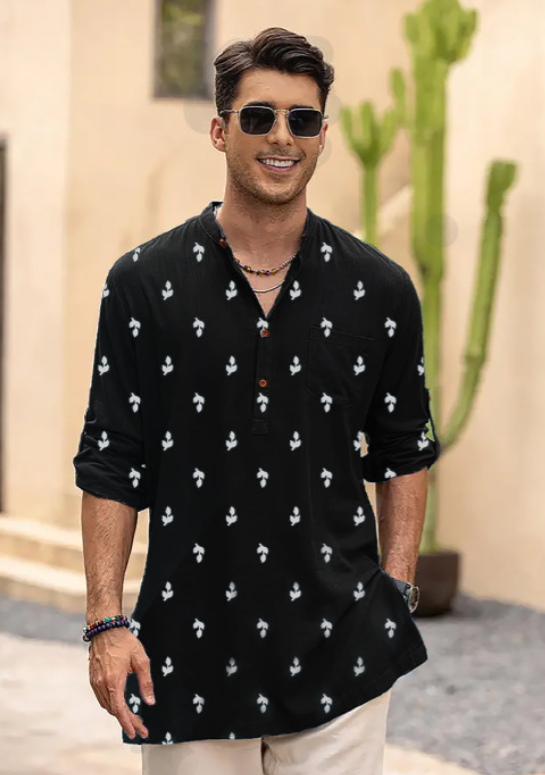 Black and White Detailed  Embroidered Kurta