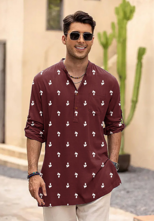 Rust Embroidered Kurta