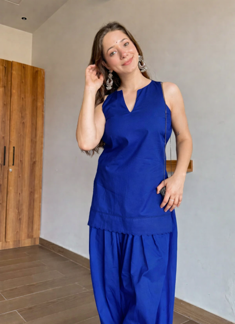 Royal Blue Farshi Salwar Set (2-Piece)