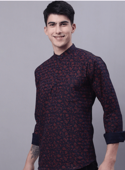 Dark Navy Floral Kurta