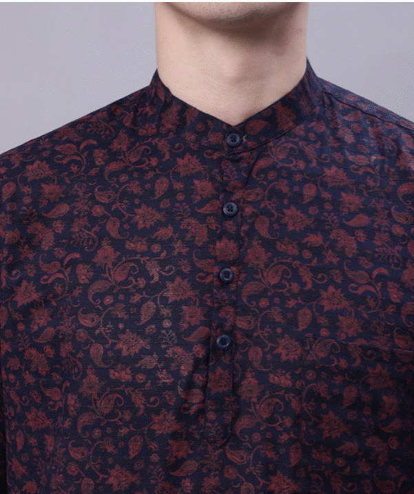 Dark Navy Floral Kurta