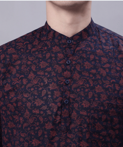 Dark Navy Floral Kurta