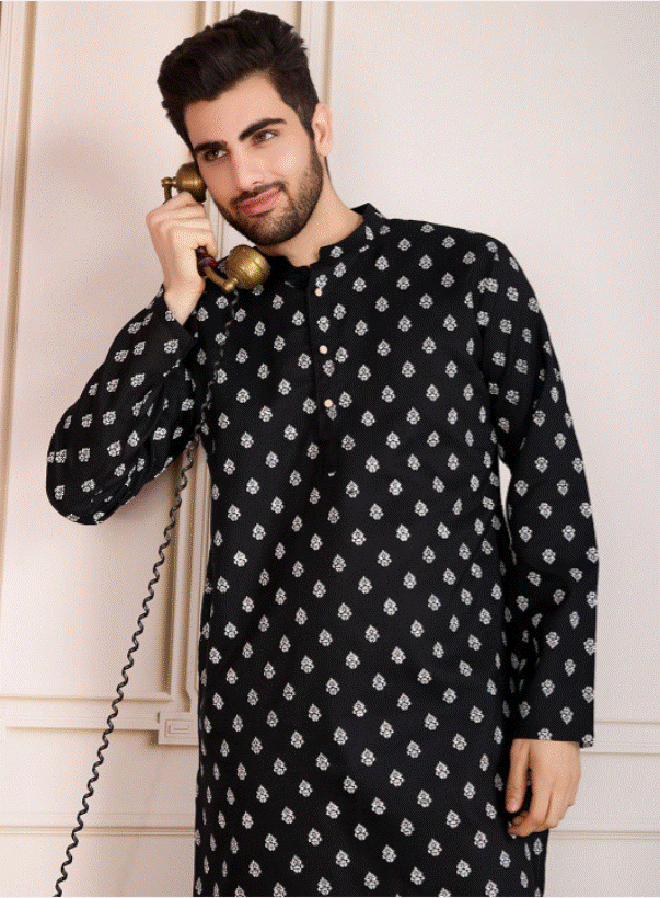 Black Zariya Kurta