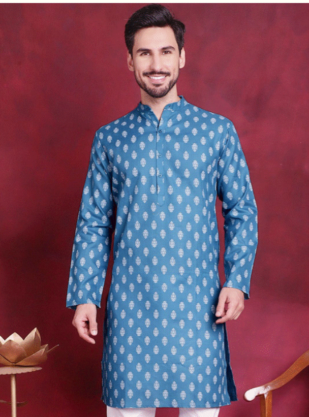 Azure Print Kurta