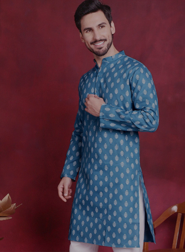 Azure Print Kurta