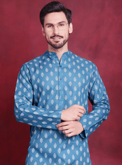 Azure Print Kurta
