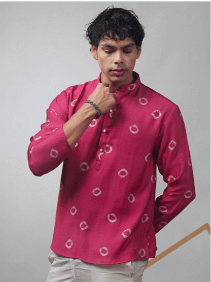 Fuchsia Print Kurta