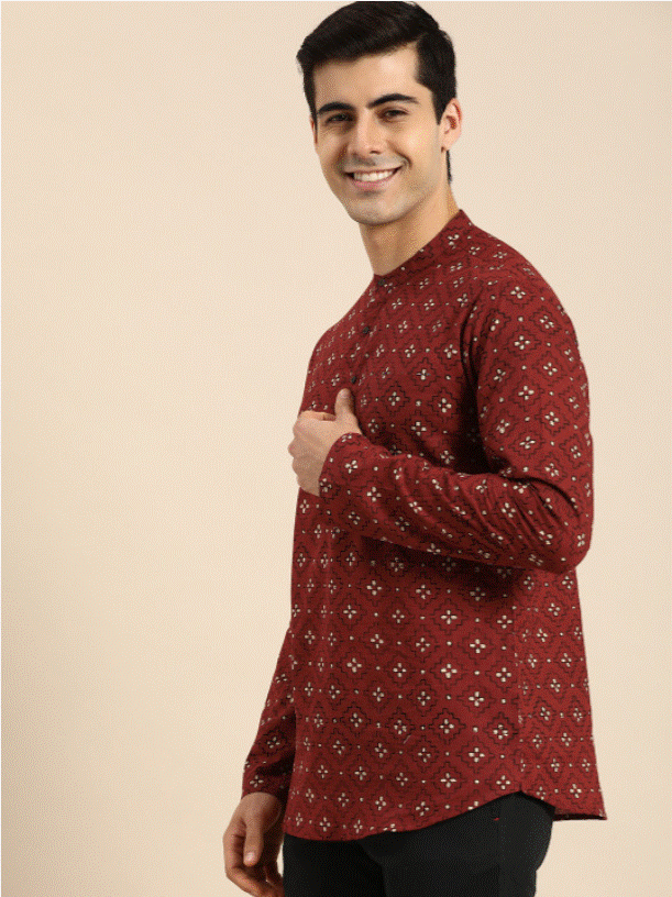 Maroon Motif Kurta