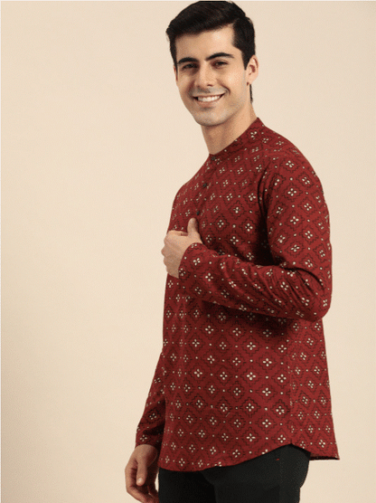 Maroon Motif Kurta