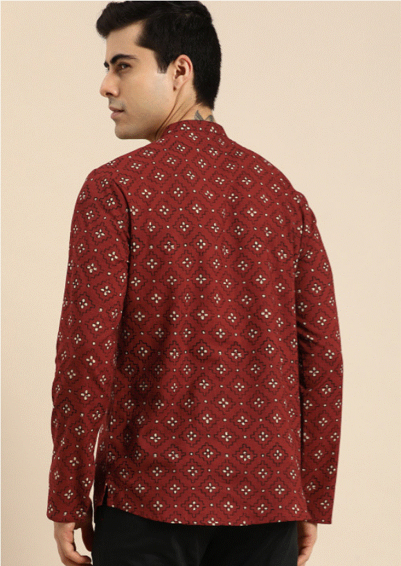 Maroon Motif Kurta