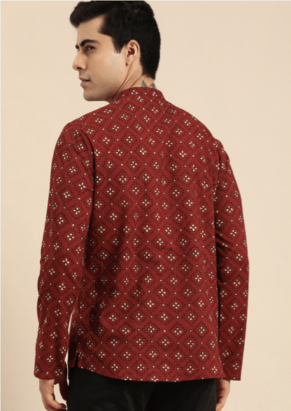 Maroon Motif Kurta