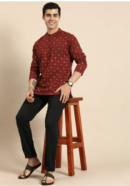Maroon Motif Kurta