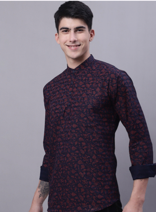 Dark Navy Floral Kurta