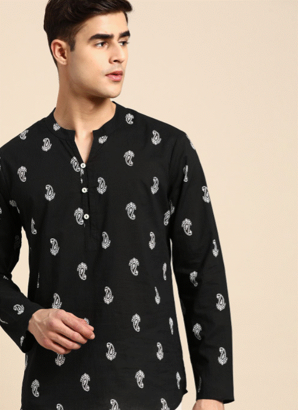 Black Paisley Kurta
