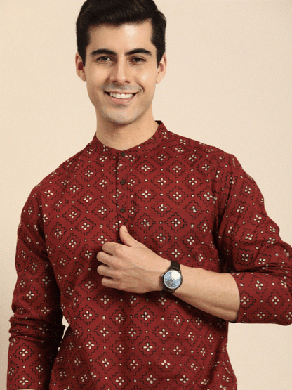 Maroon Motif Kurta