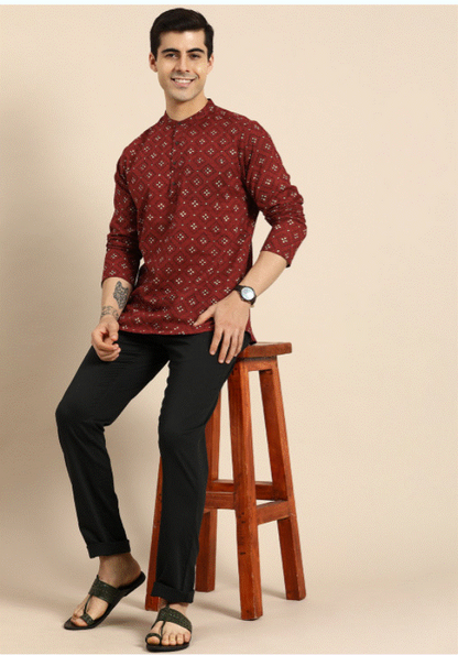 Maroon Motif Kurta