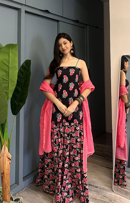 Gulabi Kaajal Noodle Strap Backless Sharara Set