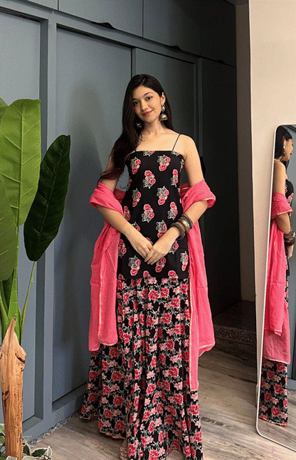 Gulabi Kaajal Noodle Strap Backless Sharara Set