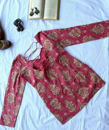 Rosé Long Sleeve Backless Kurti 🌸