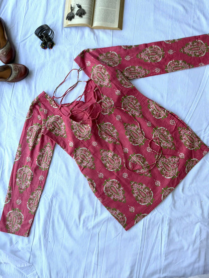 Rosé Long Sleeve Backless Kurti 🌸